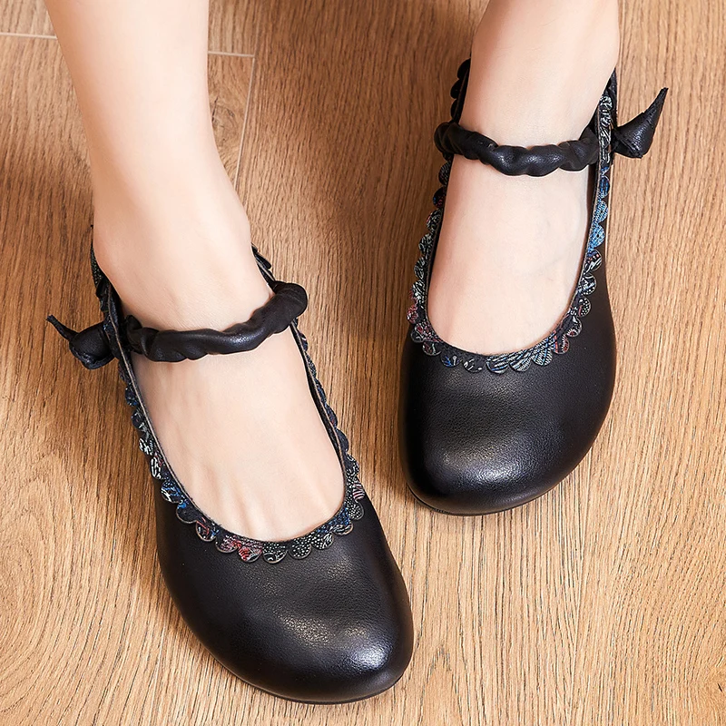 GKTINOO 2024 Spring Flower Genuine Cow Leather Shoes Women Shoes Elegant Fashion Shoes Woman Retro Handmade Shoes High Heels