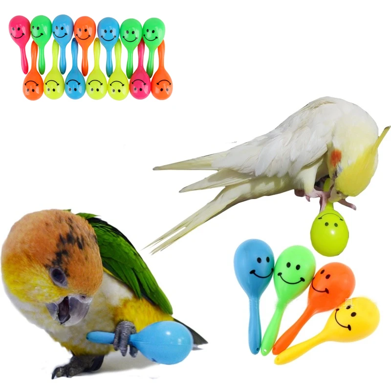 3 pçs brinquedos de pássaros papagaio chocalho sino areia martelo maracas pássaro mordida sabedoria brinquedo de treinamento interativo pet pássaro brinquedos cor aleatória