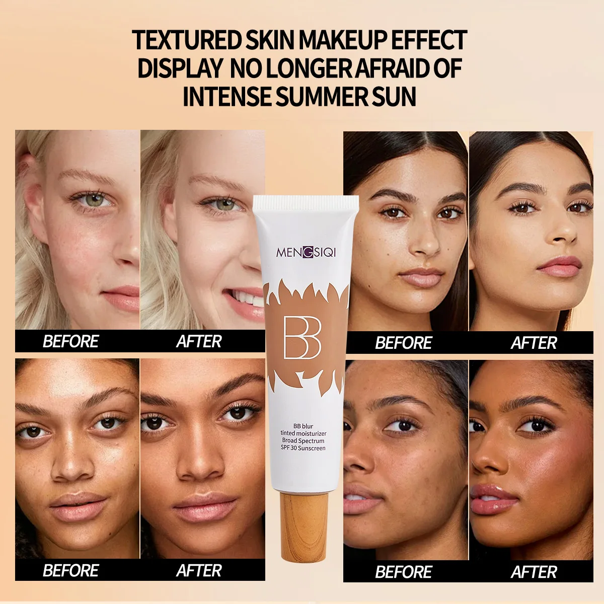SPF30 BBクリームファンデーション、オイルコントロールロングラスティングベース、肌の色を均一にし、欠点を隠す、ナチュラルサマーメイクアップ 1