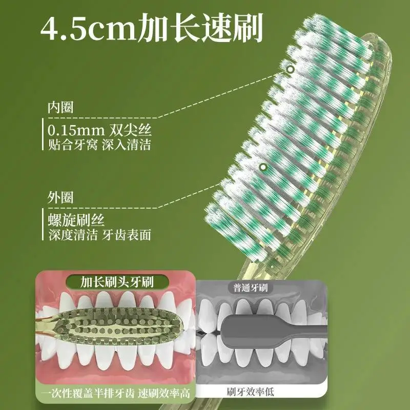 【 4-pack Gift Box 】 Long Head Wide Head Toothbrush Soft Hair Adult Couple High end Home Care Gum Quick Cleaning Teeth
