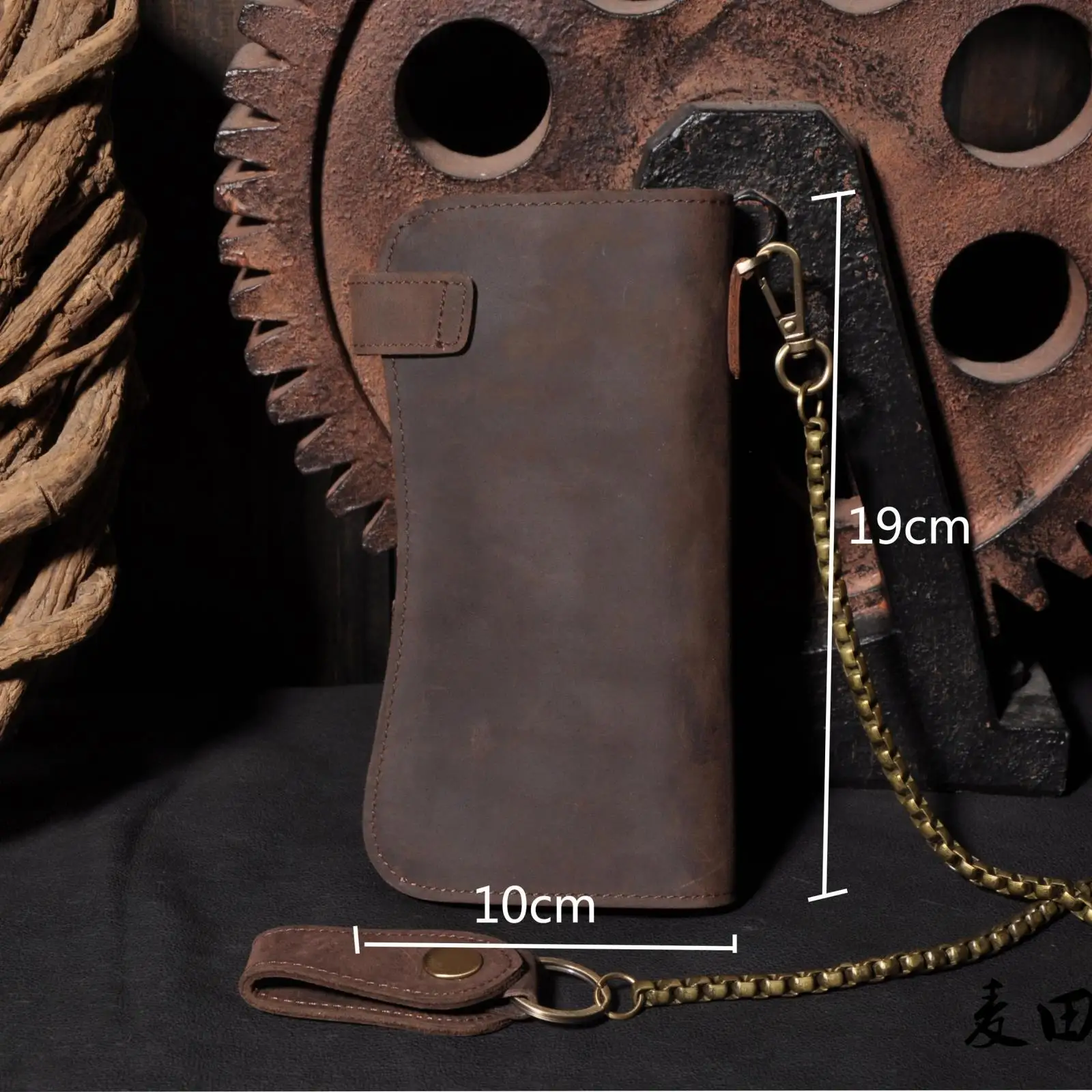 B161RFID anti-theft brush iron chain mad horse leather wallet retro style first layer cowhide bracelet anti-theft chain wallet