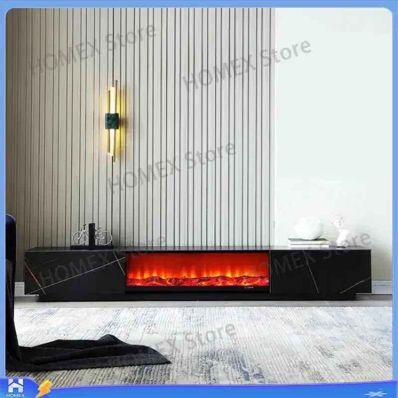 Luxury Electric Fireplace TV Stand with Simulated Flame Modern European Style Media Console Cabinet Home Furniture Living