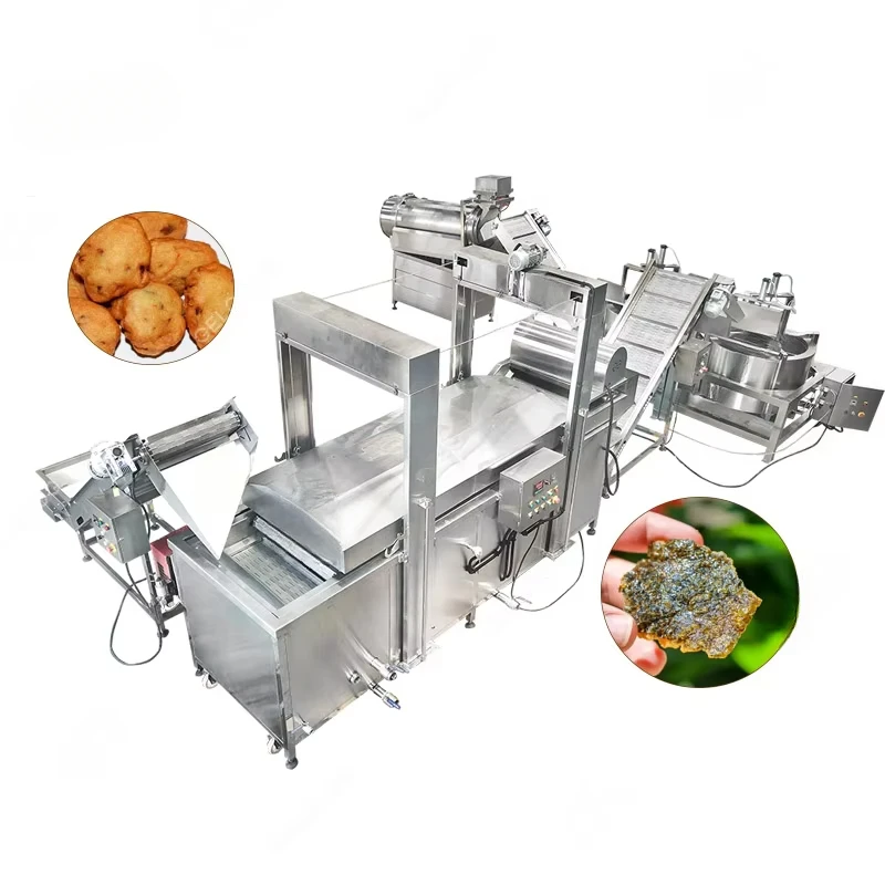 1000 Kg Per Hour Commercial Automatic Conveyer Belt Continuous Gas Akara Fryer Nori Frying Machine