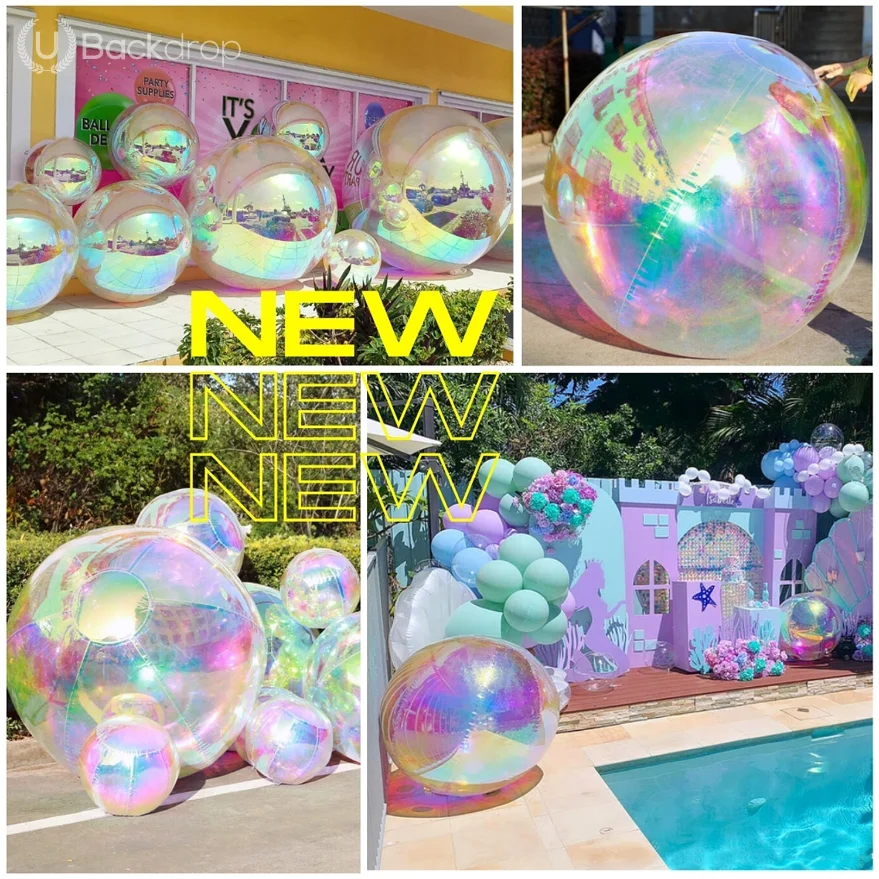 

Iridescent Inflatable Balls Bubble Balloon Sphere Wedding Party Decor Big Shiny Mirror Inflatable Christmas Ball