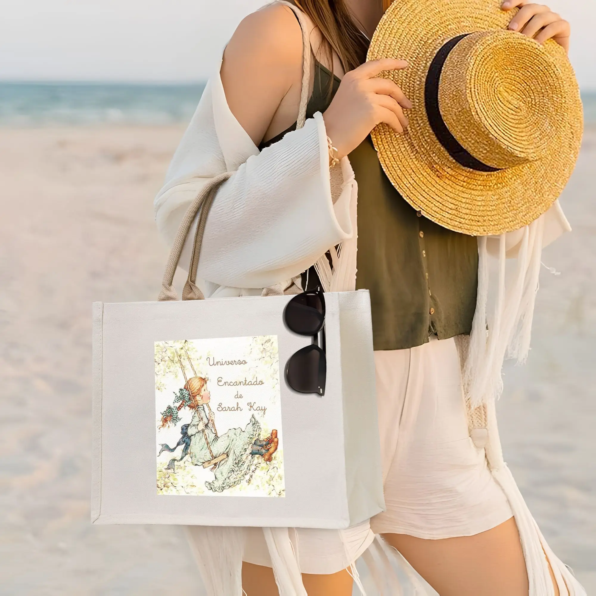 

Сумки для покупок Sarah Kay Girl, холщовая сумка-тоут, складная сумка-тоут для женщин, дорожная сумка через плечо