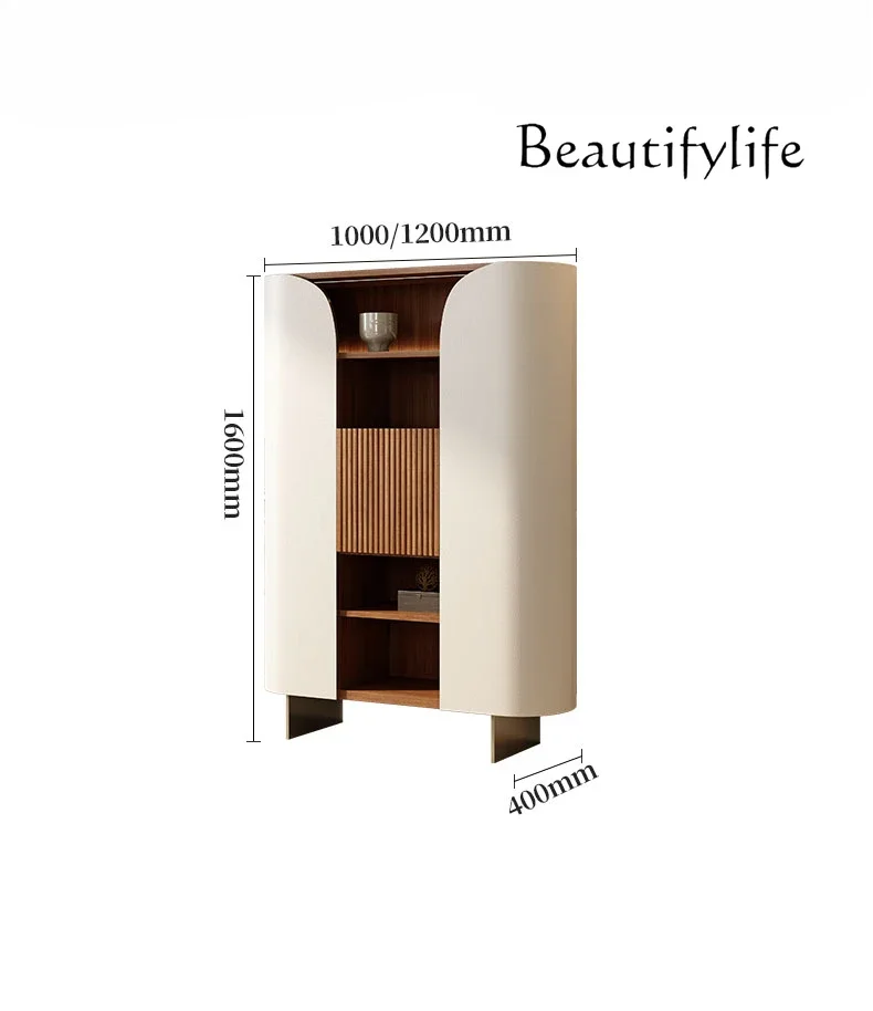 Nordic Cream Wind Solid Wood Wine Cabinet Household Living Room Wall Display Cabinet