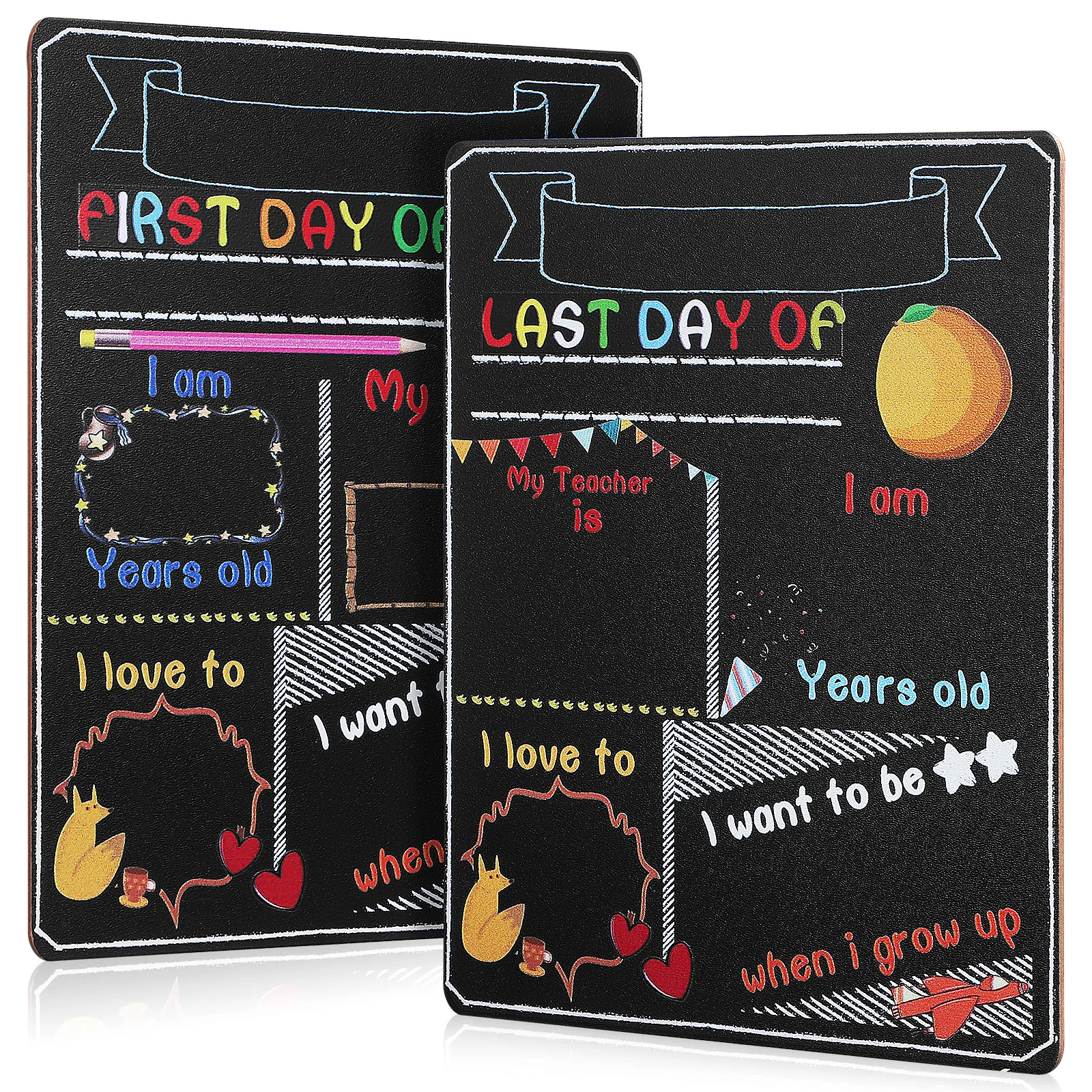 

2 pcs Double Sided Printed Small Portable First Day Of School Signboard Sturdy Back To School Sign Lightweight Compact
