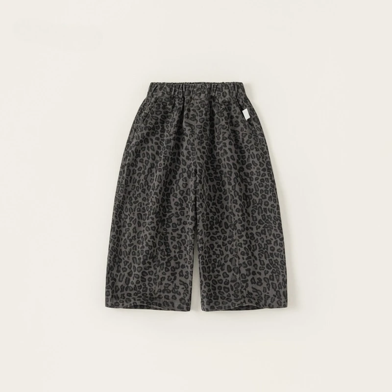 Boys' Fashionable Leopard Print Children's Wide Leg Pants Spring New Boys' and Girls' Street Style Casual Pants Baby Clothing