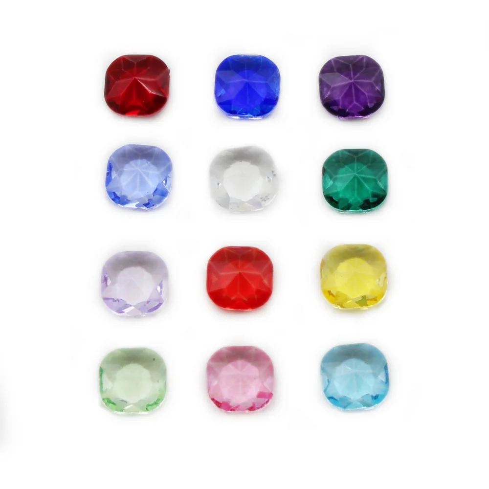 60pcs/lot 12 Color Square Birthstone Constellation 6mm/0.24in Glass Stone DIY Party Jewelry Accessory