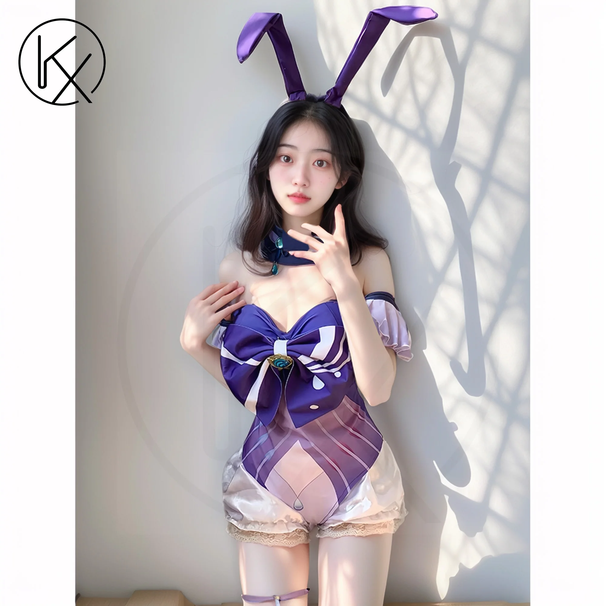 

kaixiggmm PU sexy bunny girl tight fitting role-playing costume for women sexy bunny girl set leather jumpsuit bunny set