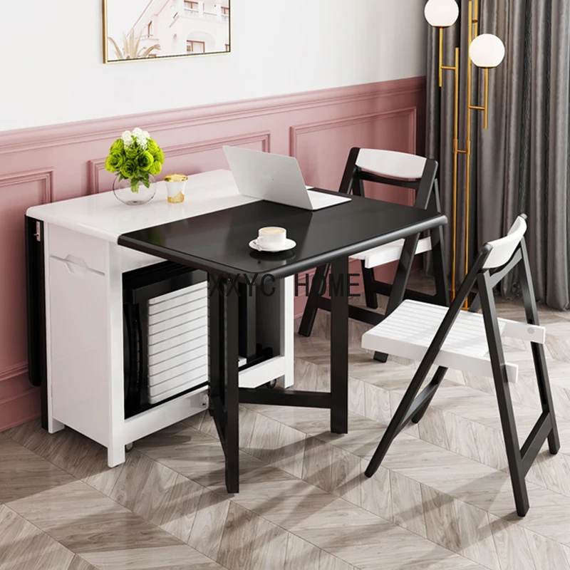 

Small Dining Tables Room 4 Chairs Space Saver Folding Mobile Dining Tables Bistro Set Esstische Kitchen Furniture