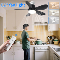 E27 LED Ceiling Fan Lamp 3-speed With Remote Control E27 Converter Base Timer For Living Room Bedroom kitchen Fan Lighting