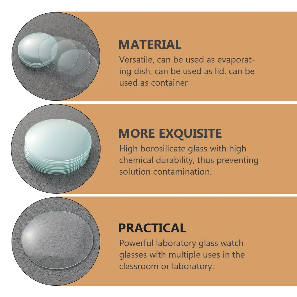

10 Pcs Beaker Glass Watch Laboratory Equipment Lids Equipement Covers Professional