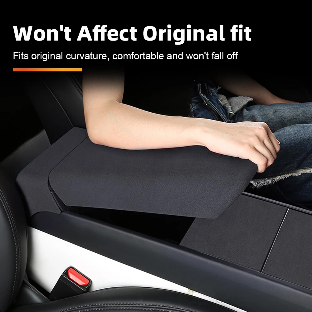 

Suede Car Central Armrest Box Protective Cover For Tesla Model 3 Y Highland Juniper Center Console Arm Rest Lid Trim Accessories