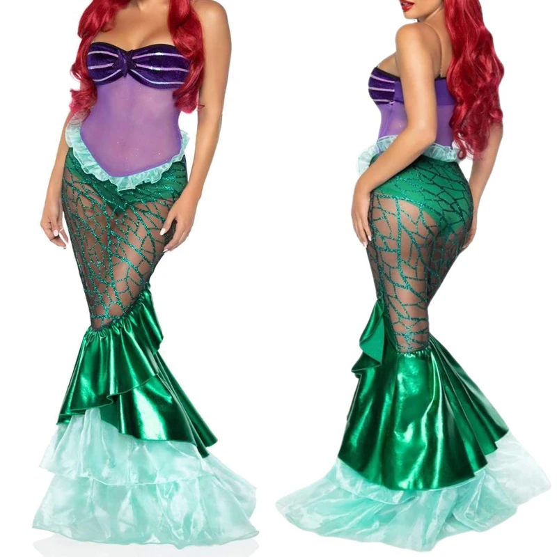 AniLV New Women Mermaid Series Uniform Cosplay Carnival Pool Party Sea Princess Blings Shiny Scales Dress Outfits Set Costumes