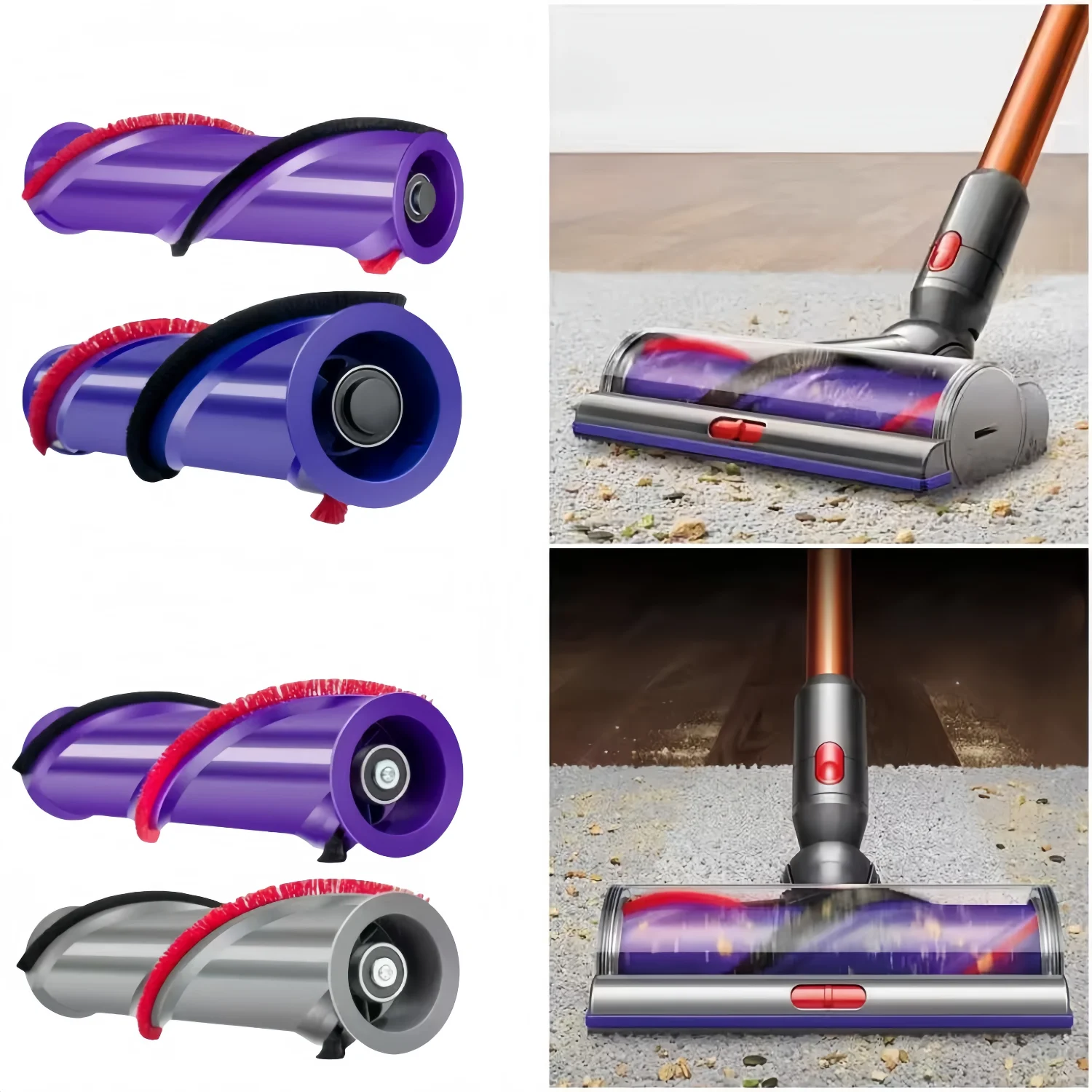 Accessoires de brosse à rouleau souple compatibles pour aspirateur Dyson V6 V8 V10 V11, pièce de rechange pour tapis, barre de rouleau de brosse de remplacement