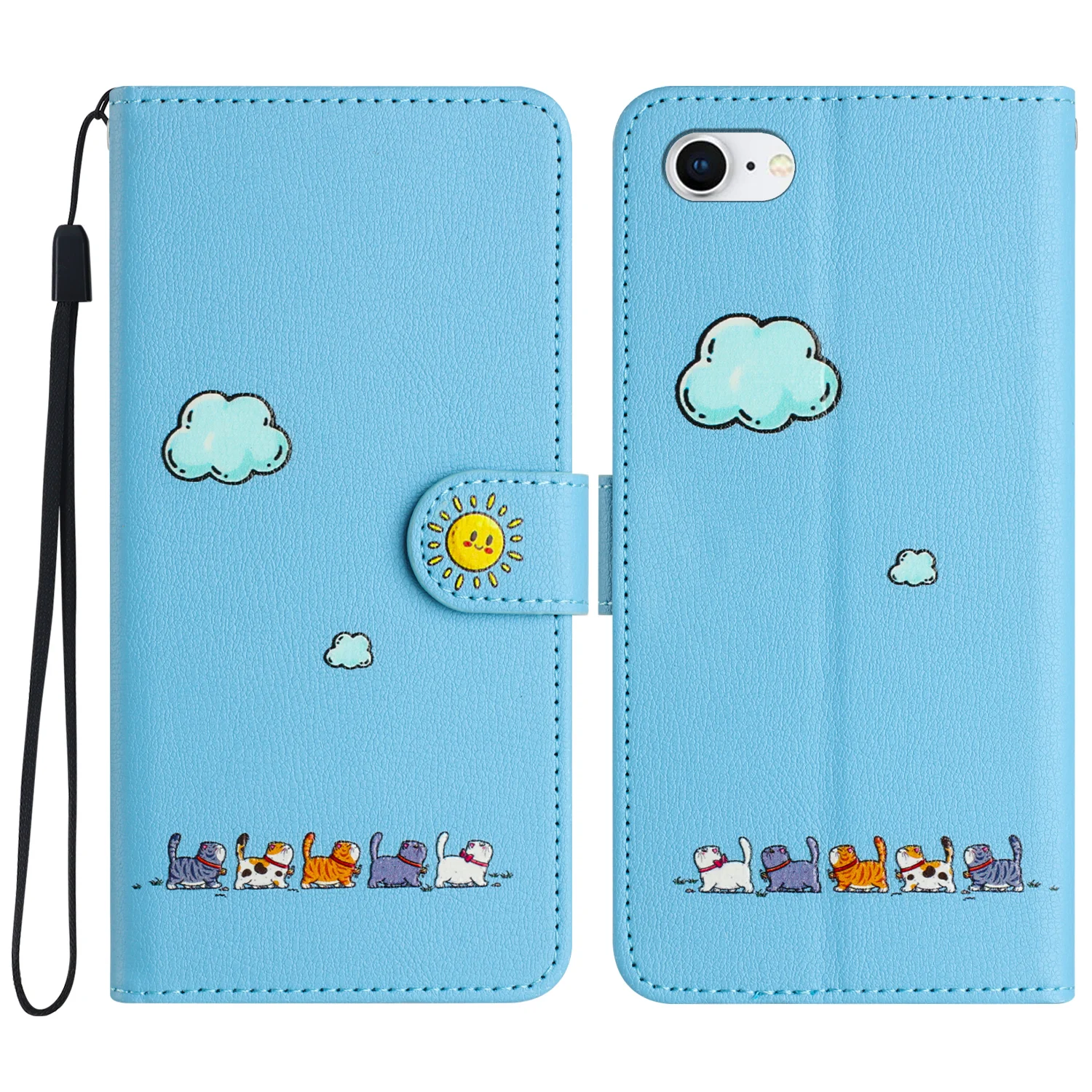 

For Apple Iphone 6 / 7 / 8 Cover 4.7 inches Cartoon Cat Style Softshell Flip Leather Case