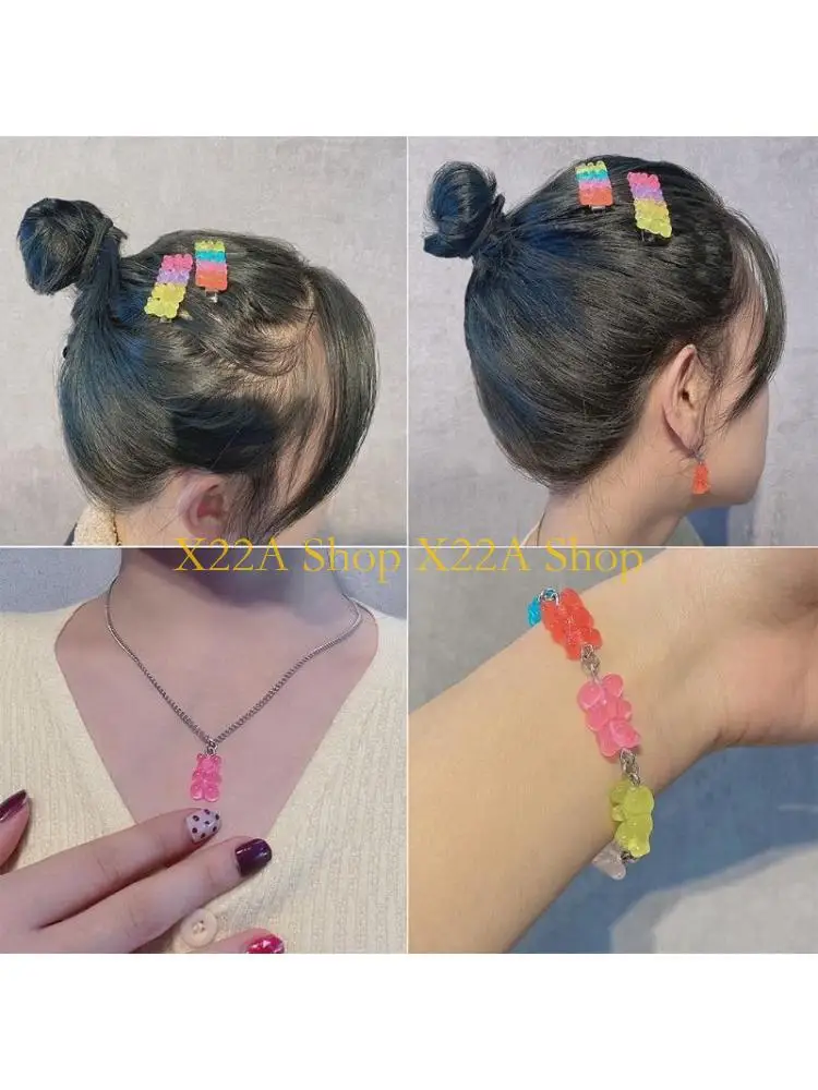 

Unique DIY Earrings Bear Charm Necklace Pendant Lobster Clasp Jump Rings Earring