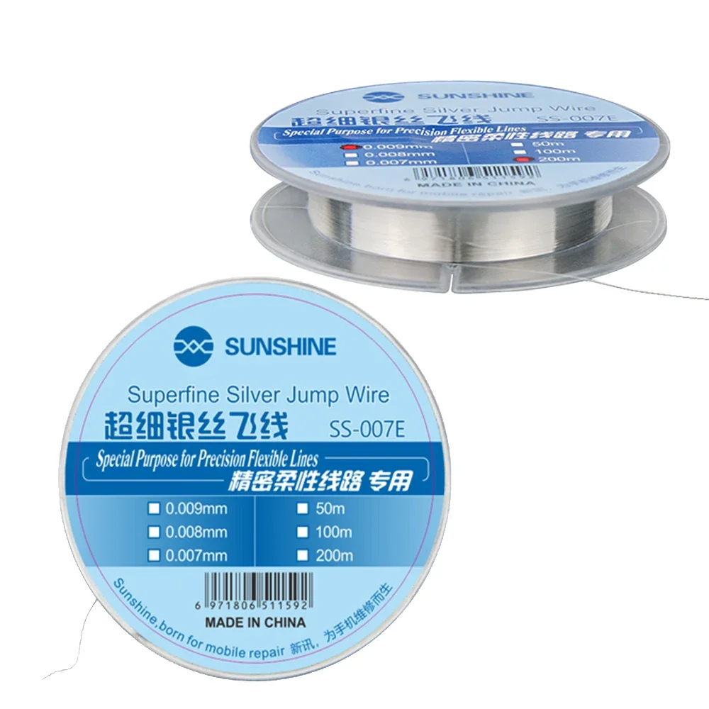 SUNSHINE SS-007E 0.007MM Width 200mm Length Ultra Fine Silver Wire Flywire Jumper, Mobile Phone Repair Tool Special Flywire