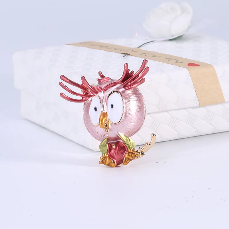 CINDY XIANG 4 Colors Available Enamel Owl Brooches For Women Cute Animal Brooch Pin