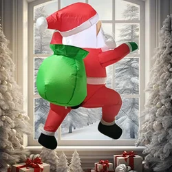 Inflatable Climbing Window Santa Claus Carrying Gift Pack Model Built-in LED Lights Christmas Party Window Decoration Props