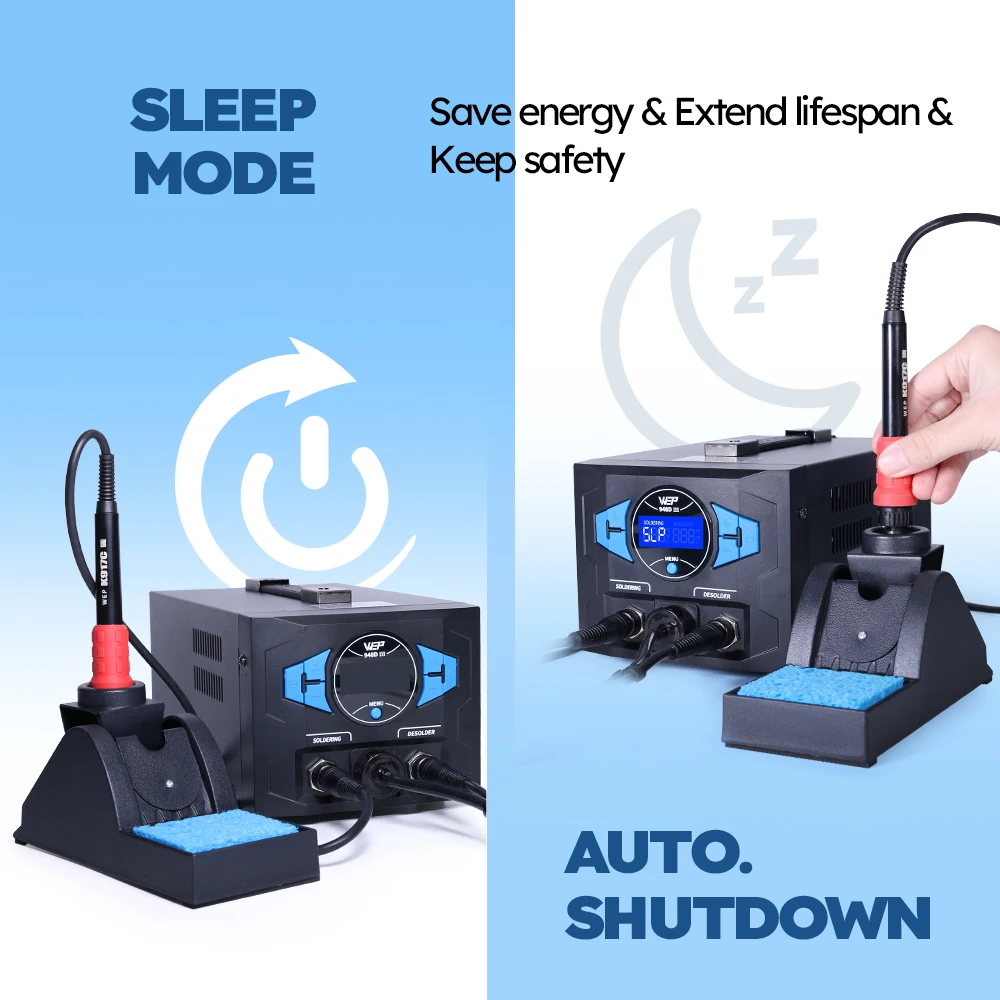 محطة إزالة لحام آمنة WEP 948D-III 2-IN-1 ESD مع مسدس ديسولديرينغ سريع التسخين ومكواة لحام عالية الطاقة WEP 948 #4