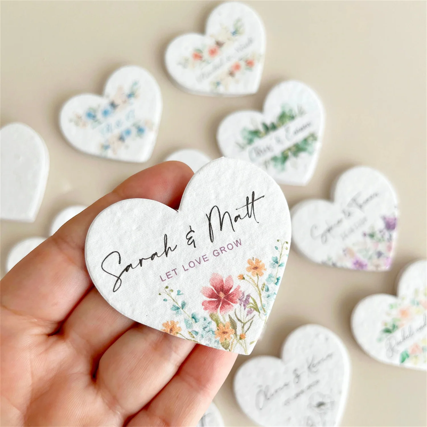 Bulk Plantable Heart shapes Thank you Wedding favour Seed paper 2.5 inches Heart gift labels