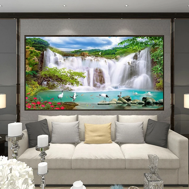 Custom Size 3D Photo Wallpaper Waterfall Landscape Wall Painting Large Mural Study Living Room Background Wall Papers Home Decor