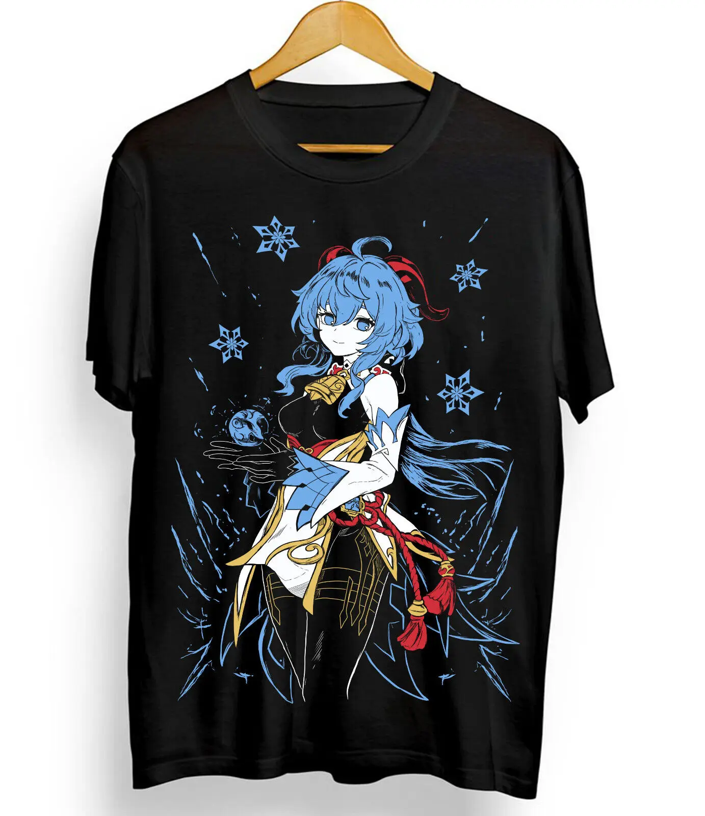 Ganyu Genshin Impact T-Shirt Anime Mädchen Kawaii schwarzes Hemd Kurzarm alle Größe
