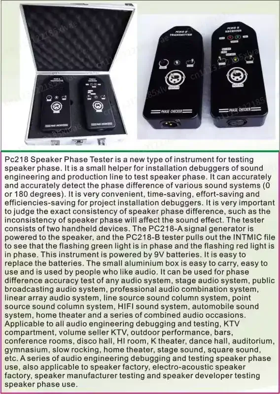 PC218 Phase Polarity Checker Tester For Speaker Microphone Audio Sound Testing