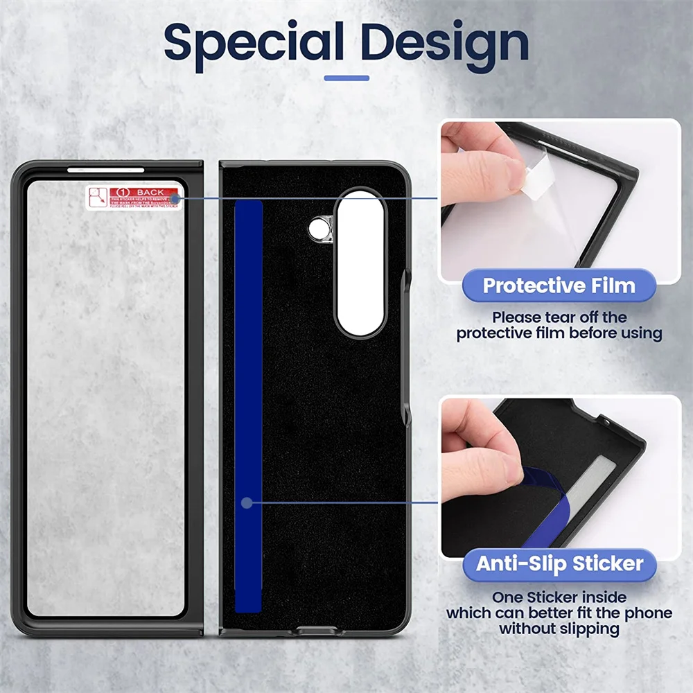 Luxury Leather Selection Series Case for Samsung Galaxy Z Fold4 Fold5 With Screen Protection Film Sports Car Line Fashion Shell