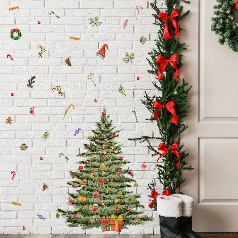 

Christmas Tree Gift Wall Sticker Festival Living Room Background Decor Wallpaper New Year Home Decoration Self-adhesive Decals