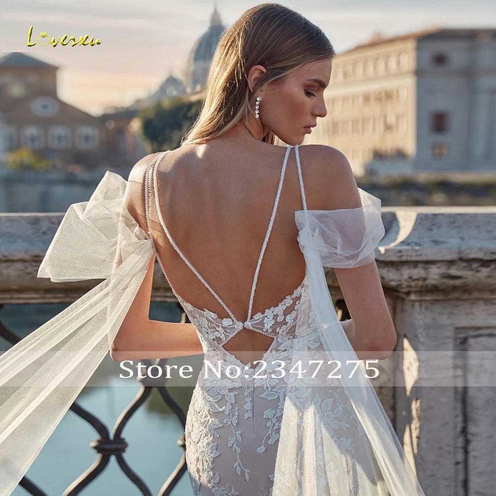 Loverxu Mermaid Wedding Dresses Sweetheart Spaghetti Straps Ribbon Vestido De Novia Appliques Graceful Custom Made Bridal Gown