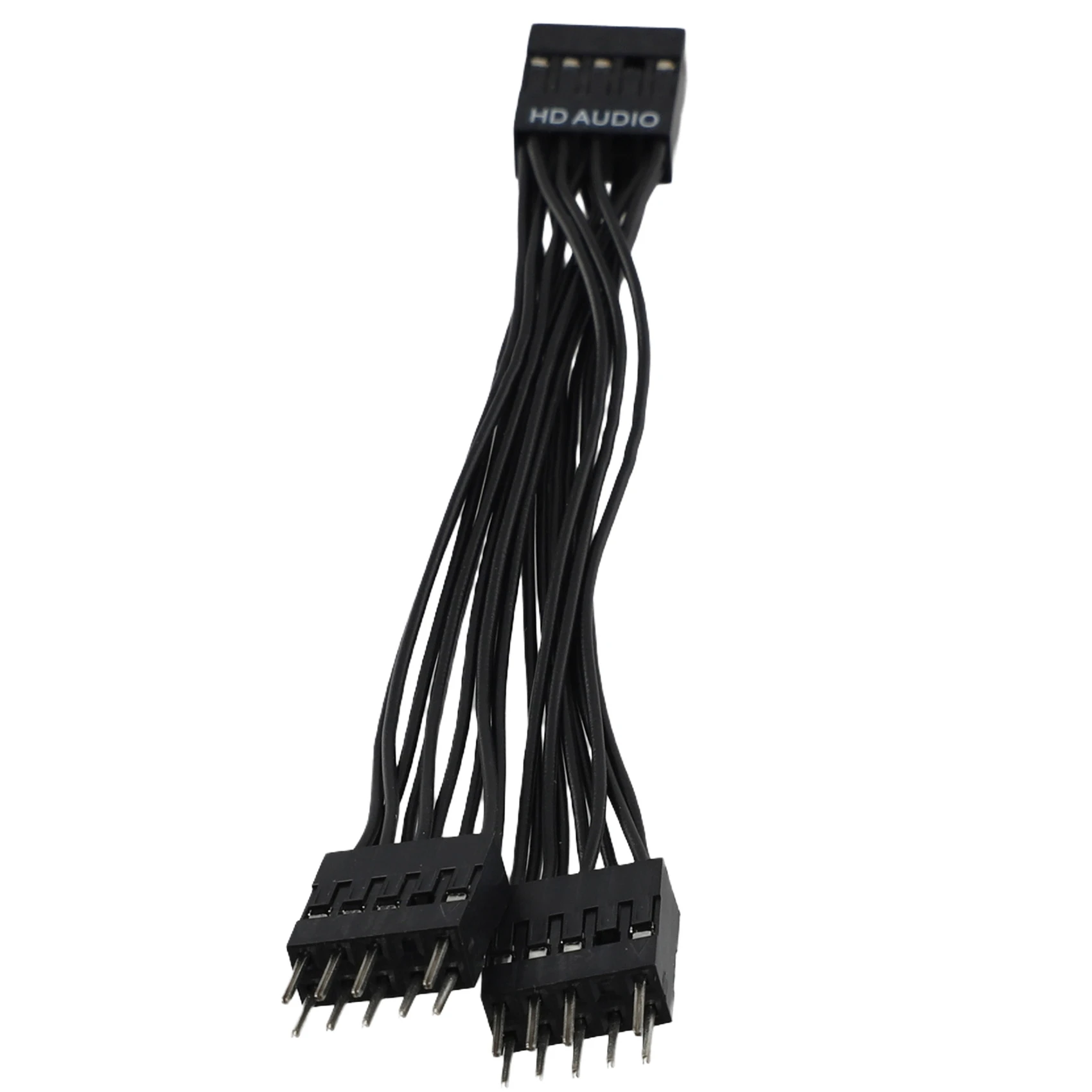 ABUOMotherboard Audio HD Extension Cable 9Pin 1 Female to 2 Male Y Splitter Cable Black for PC DIY 10cm