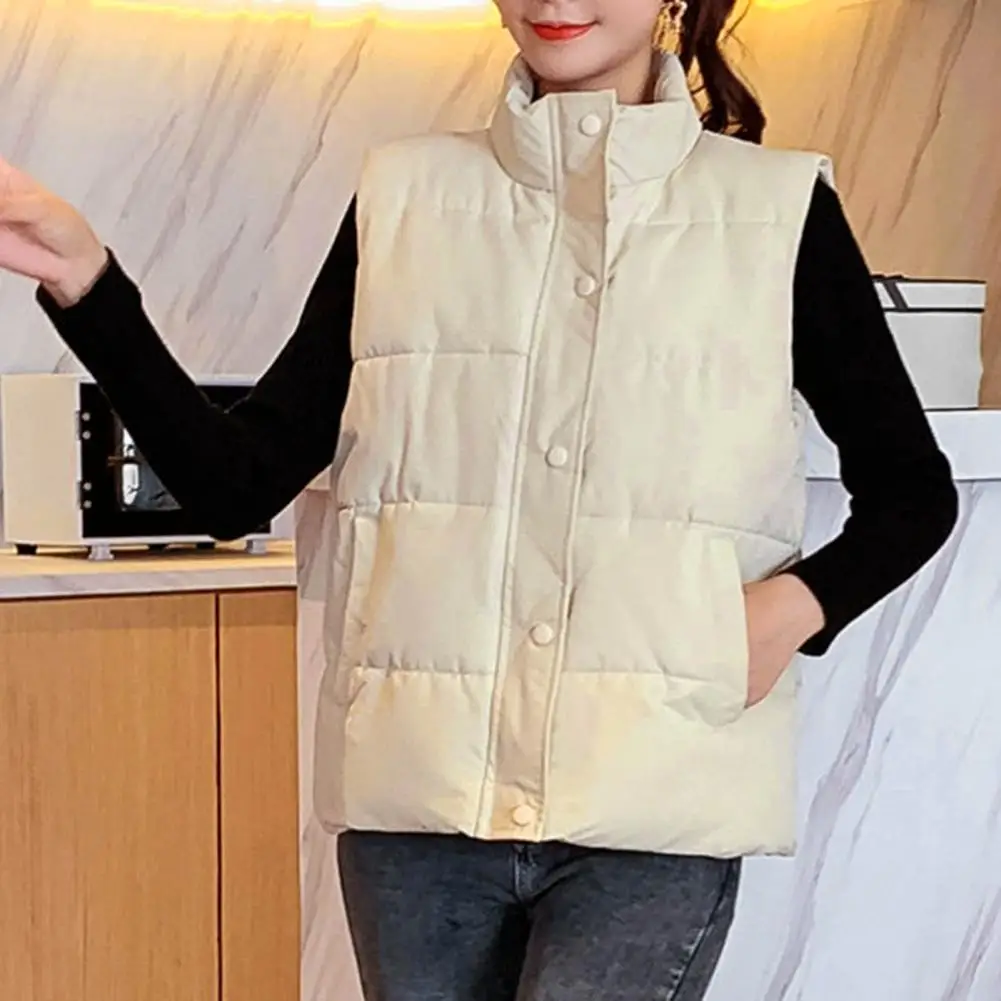 

Solid Color Cropped Vest Women New Winter Thicken Down Cotton Chaquetas Korean Oversized Sleeveless Warm Snow Wear Jackets