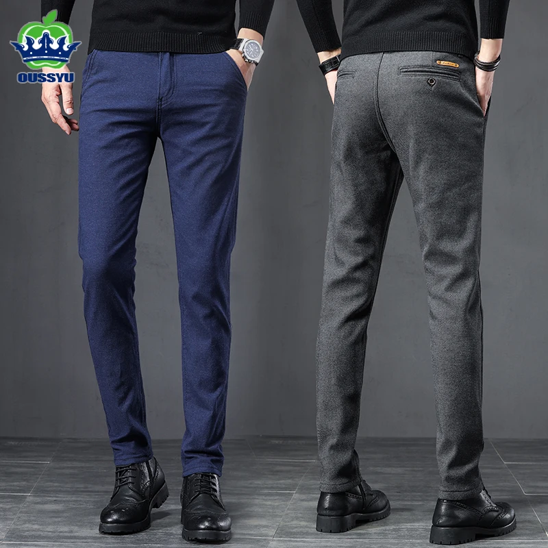 

Autumn Winter Men's Business Slim Casual Pants Frosted fabric Fashion Classic Style Elasticity Jobs Trousers Male Plus size 38