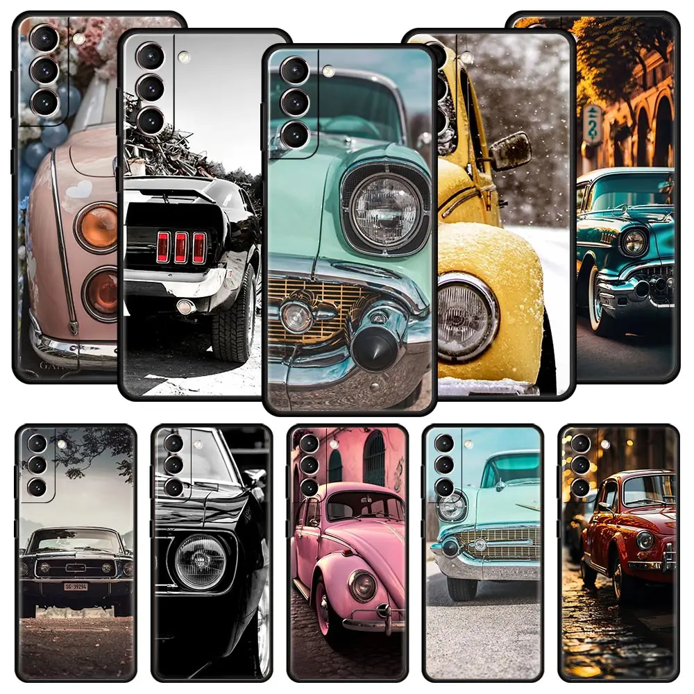 Classic Vintage Old Retro Car Phone Case For Samsung Galaxy S24 S23 S22 S20 Ultra S21 FE 5G S10 S9 Plus S10E S8 Soft Cover