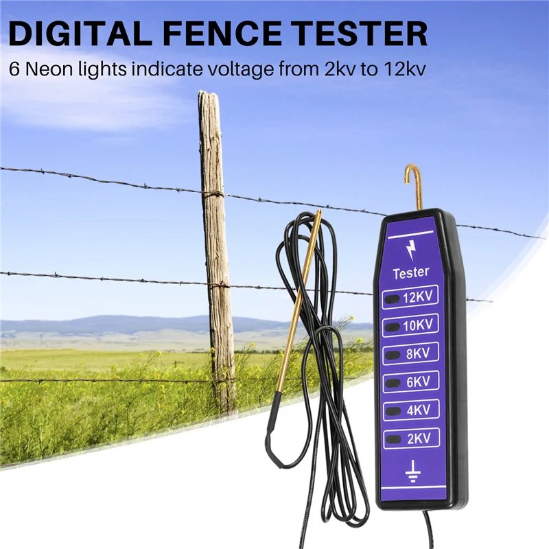 ABHU 2-12KV أداة اختبار جهد سياج المزارع ، سياج كهربائي جهاز قياس الجهد الكهربائي الطاقة الشمسية الكهربائية