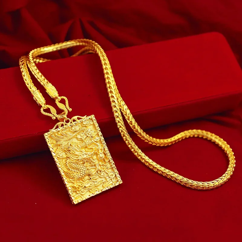 

9999 Real Gold 24K Pure Gold Jewelry Gold Ancient Dragon Pendant Yiqi Guan Gong Hang Tag Items