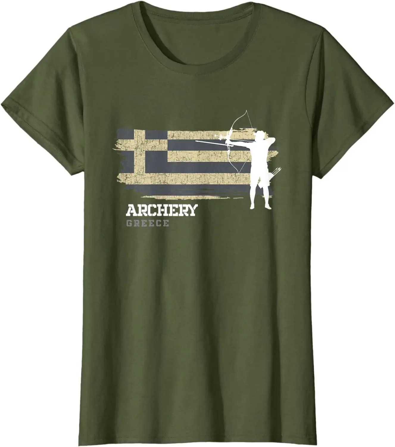 Greece Archery Team Sports Greek Flag Bow Arrow T-Shirt. Premium Cotton Short Sleeve O-Neck Mens T Shirt New S-3XL