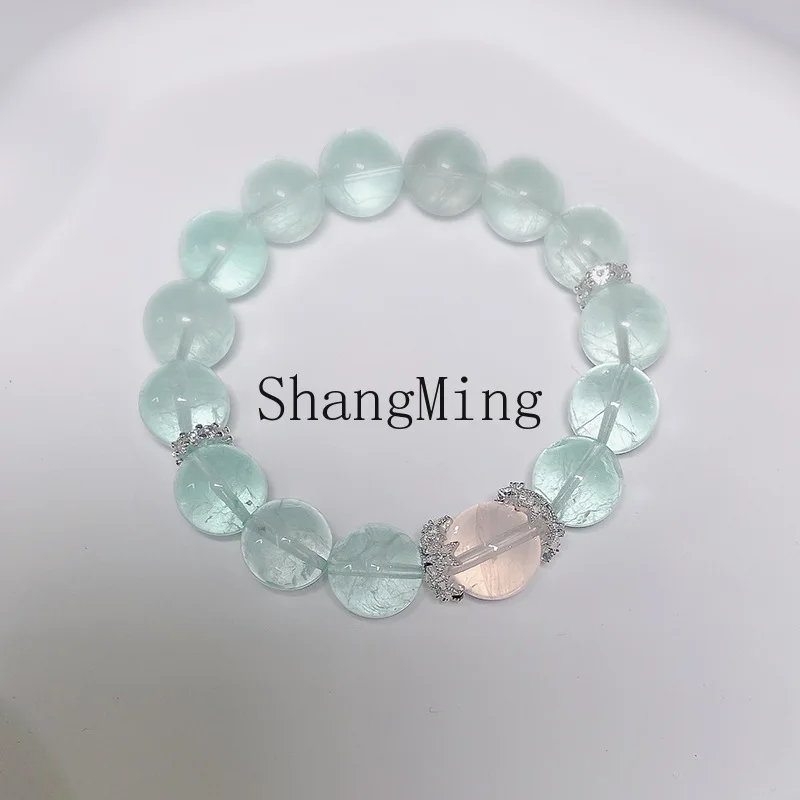

CL [Mint Green Treasure] Natural Green Fluorite Bracelet Light Powder Spring Clear Dew Ice Clear Bracelet for Girlfriend