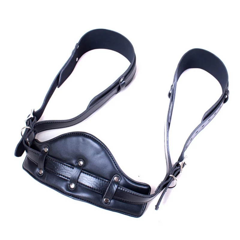 Black Leather Teasing Restraint Female Spreader Bar Tight Thigh Harness Bondage Restraint Set Sex Aid BDSM Couple Sex