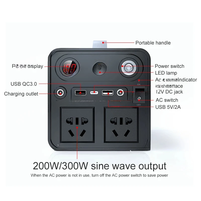 2024 portable 2000W 220V home camping charging battery 90000mAh 110V Power Bank station laptop