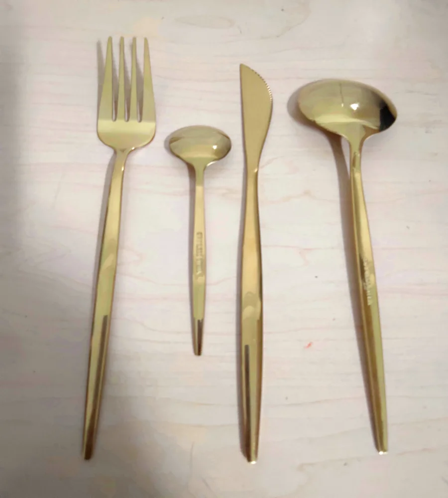 Factory Directly Price Kitchen Tableware Silverware Sets Stainless Steel Dinner Gold Dinnerware Set Fork Coffee Spoon