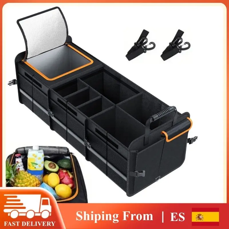 Organisateur de coffre de voiture pliable, grande capacité, compartiments réglables, boîte de rangement pour le coffre de voiture, pour les courses, les voyages, le camping, l'usage quotidien