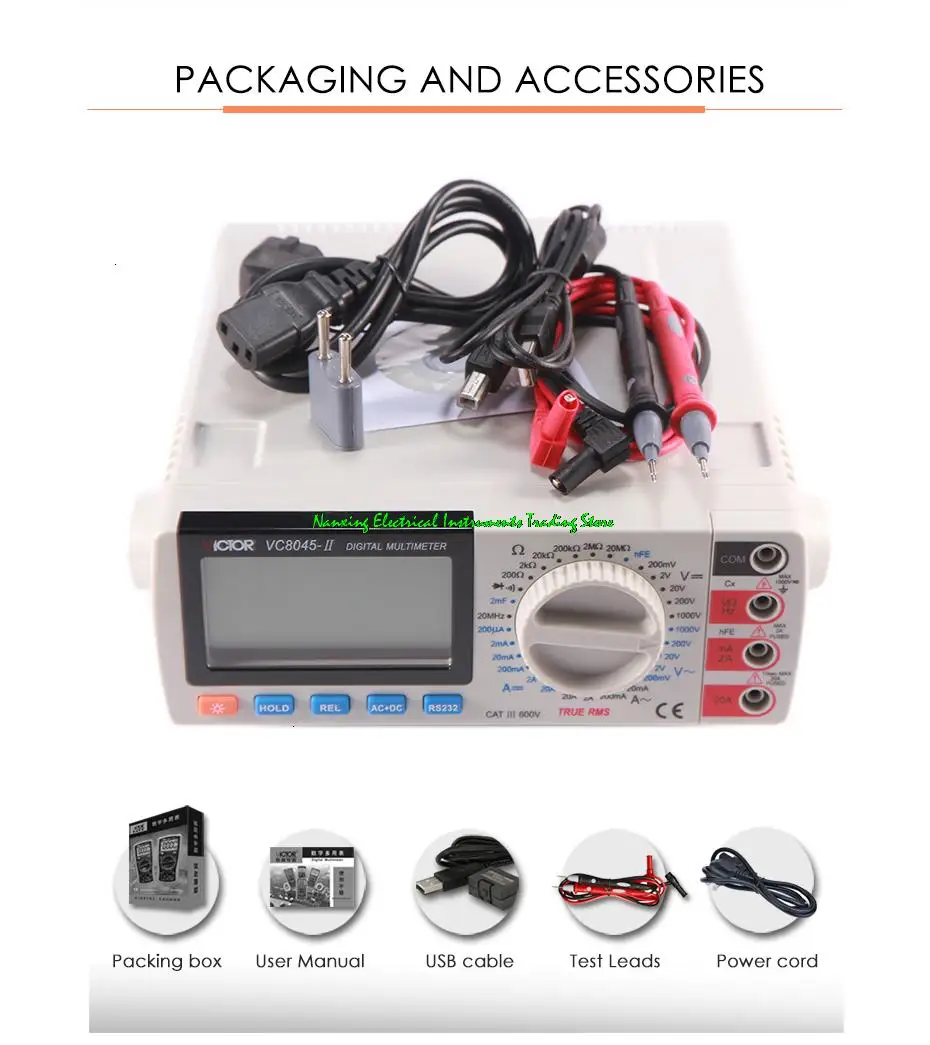 Fast arrival VICTOR VC8045-II 4 1/2 True RMS  High precision Desktop Multimetro for electrician Transistor Capacitance tester