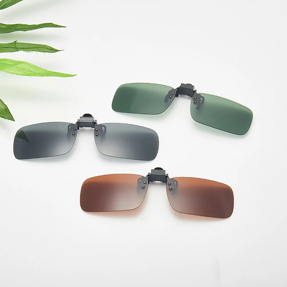 

2pcs Polarized Sunglasses Clip Square Frame Uv Protection For Driving Outdoor Metal Alloy Silicone Temples Polarized Light Black