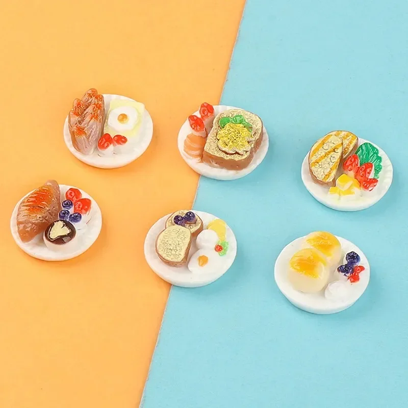 Mini Dollhouse Breakfast & Afternoon Tea Tableware Kit, Tray Foodware Scene Model, DIY Doll Decor Accessories