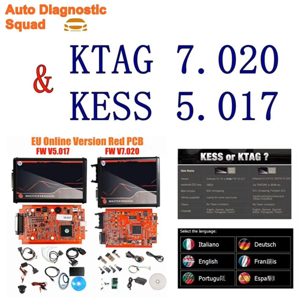 2026 Bestes V2.80 EU Red Kess V5.017 KTAG V7.020 4LED V2.25 Entsperrung KESS Master Version ECU-Programmierung mit japanischem Murata-Filter, super nützlich