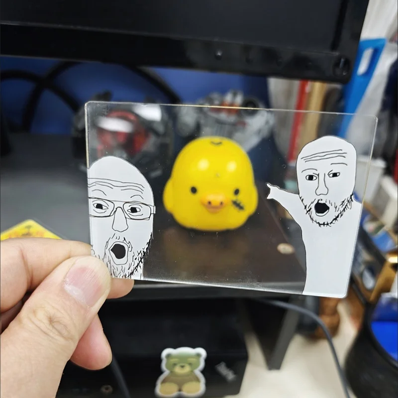 Wojak Soyjak Meme Acrylic Bookmark Transparent Cartoon Funny Card, DIY Photo Prop Creative Small Gift for Daily Use